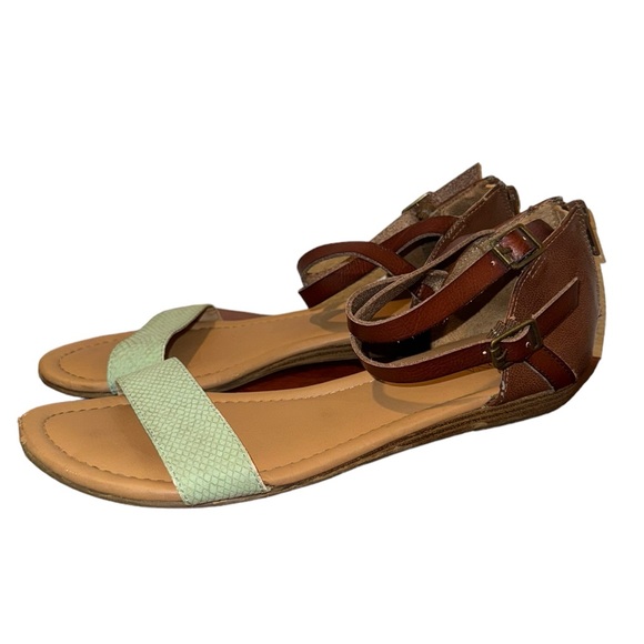 Women’s Flat Sandals With Double Ankle Straps, Zippered Back, Open Toe. Size 7.5 - Picture 2 of 8